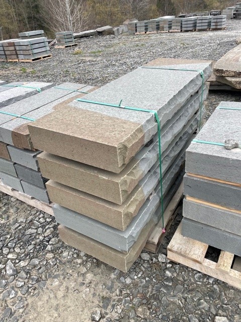 Full color bluestone rockfaced steps and natural cleft treads at Burke Stone Supply